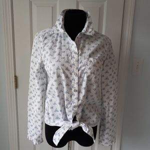 Button Down Blouse with Tie Front